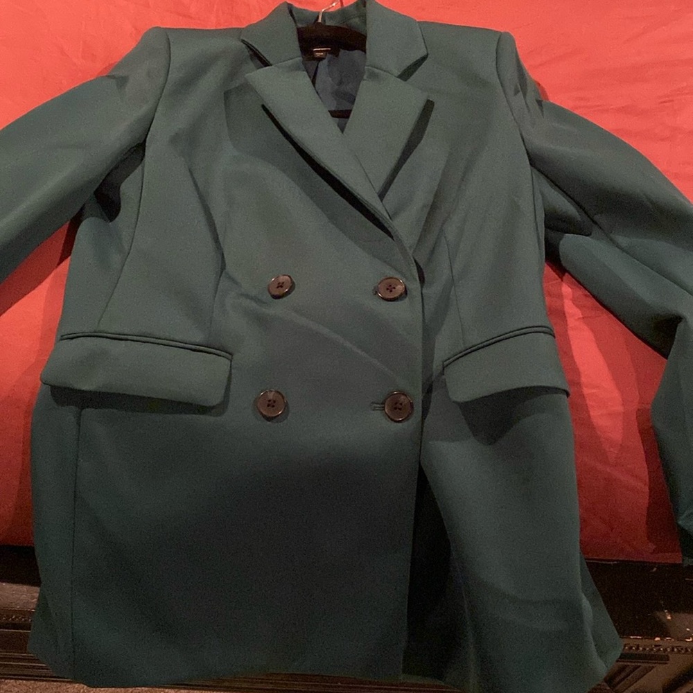 Express double breasted green blazer